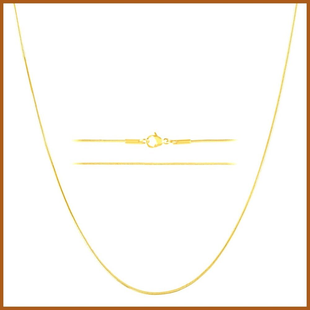 Gold Plated Stainless Steel Snake Chain Necklace with Lobster Clasp